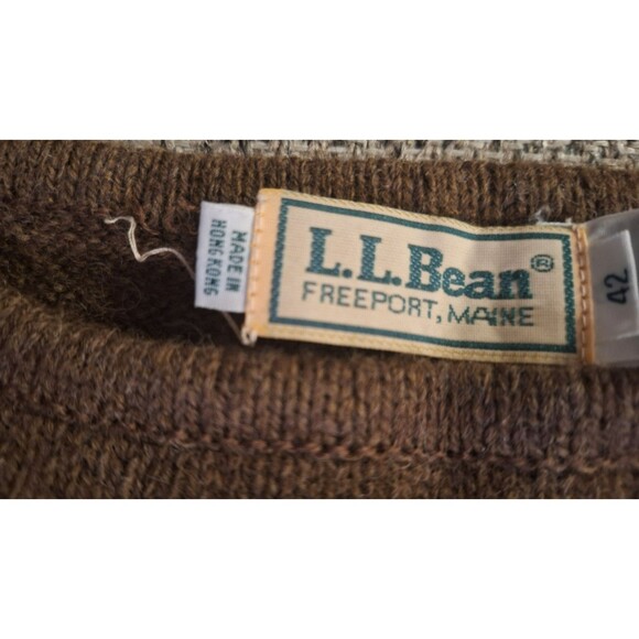 VINTAGE LL Bean Sweater Vest Brown Green 100% Shetland Wool Men's Size Large  42 - Picture 7 of 8